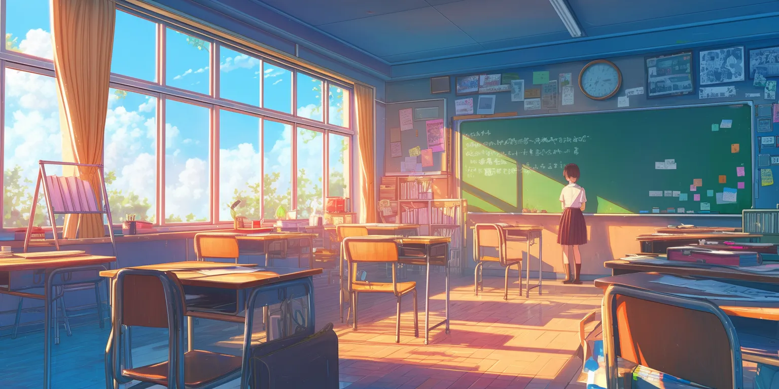 anime classroom background classroom, lofi, backgrounds, study, teacher