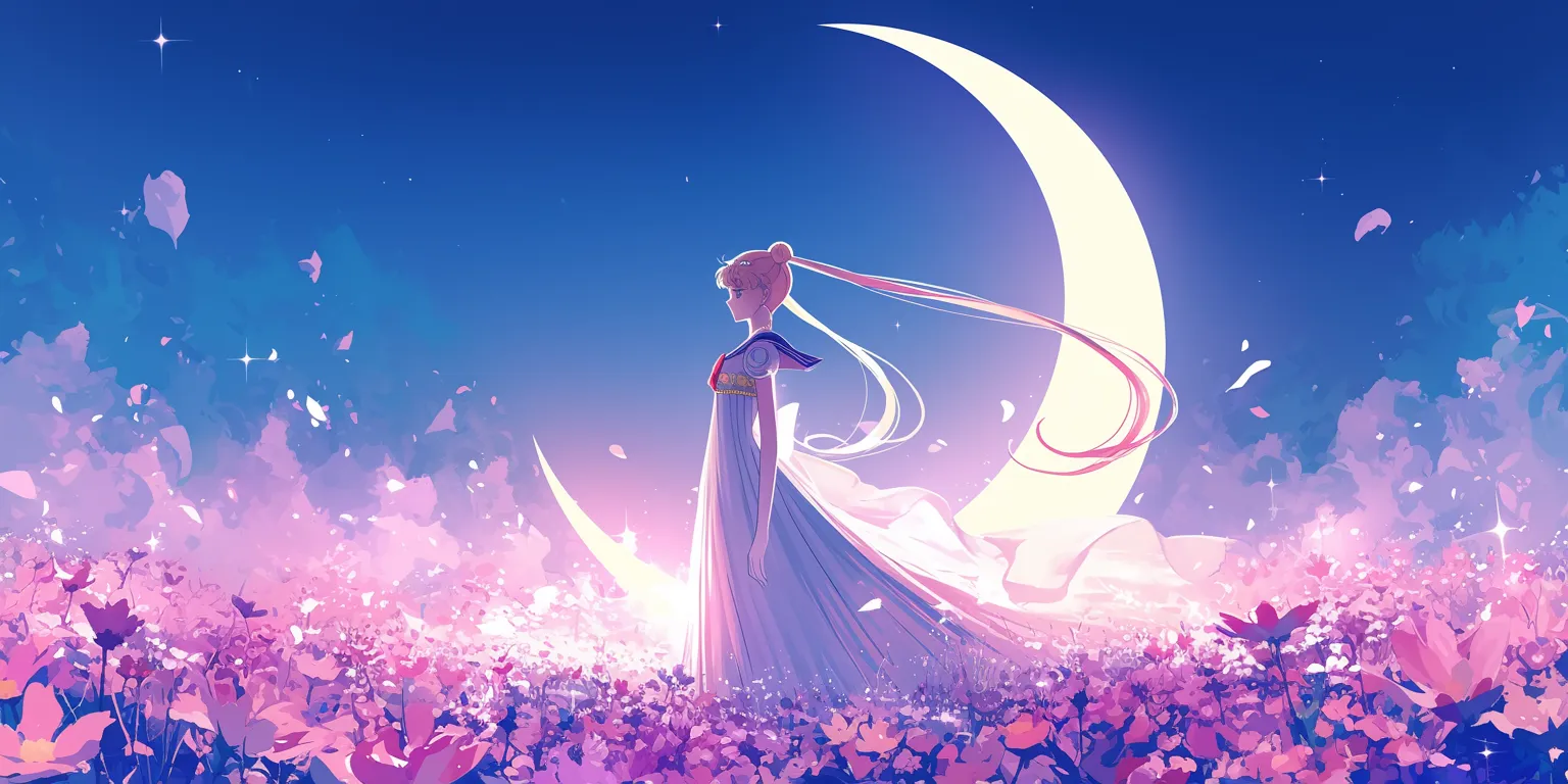 sailor moon background moon, fairy, rose, sakura, blossom