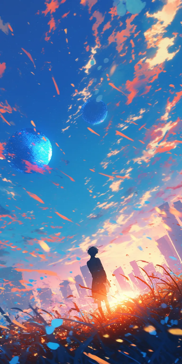 anime phone wallpaper sky, flcl, sunset, ciel, evergarden