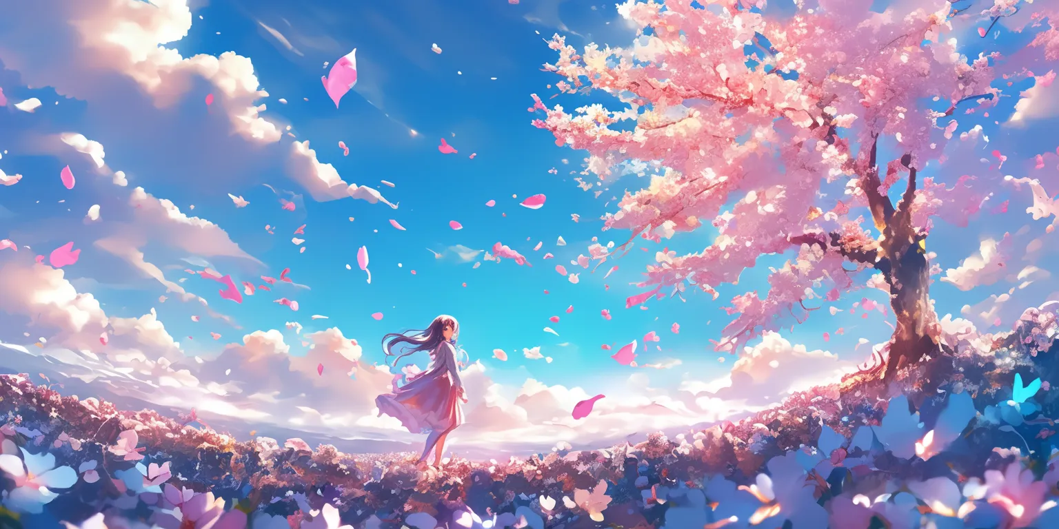cherry blossom anime wallpaper sakura, 2560x1440, blossom, wonderland, sky