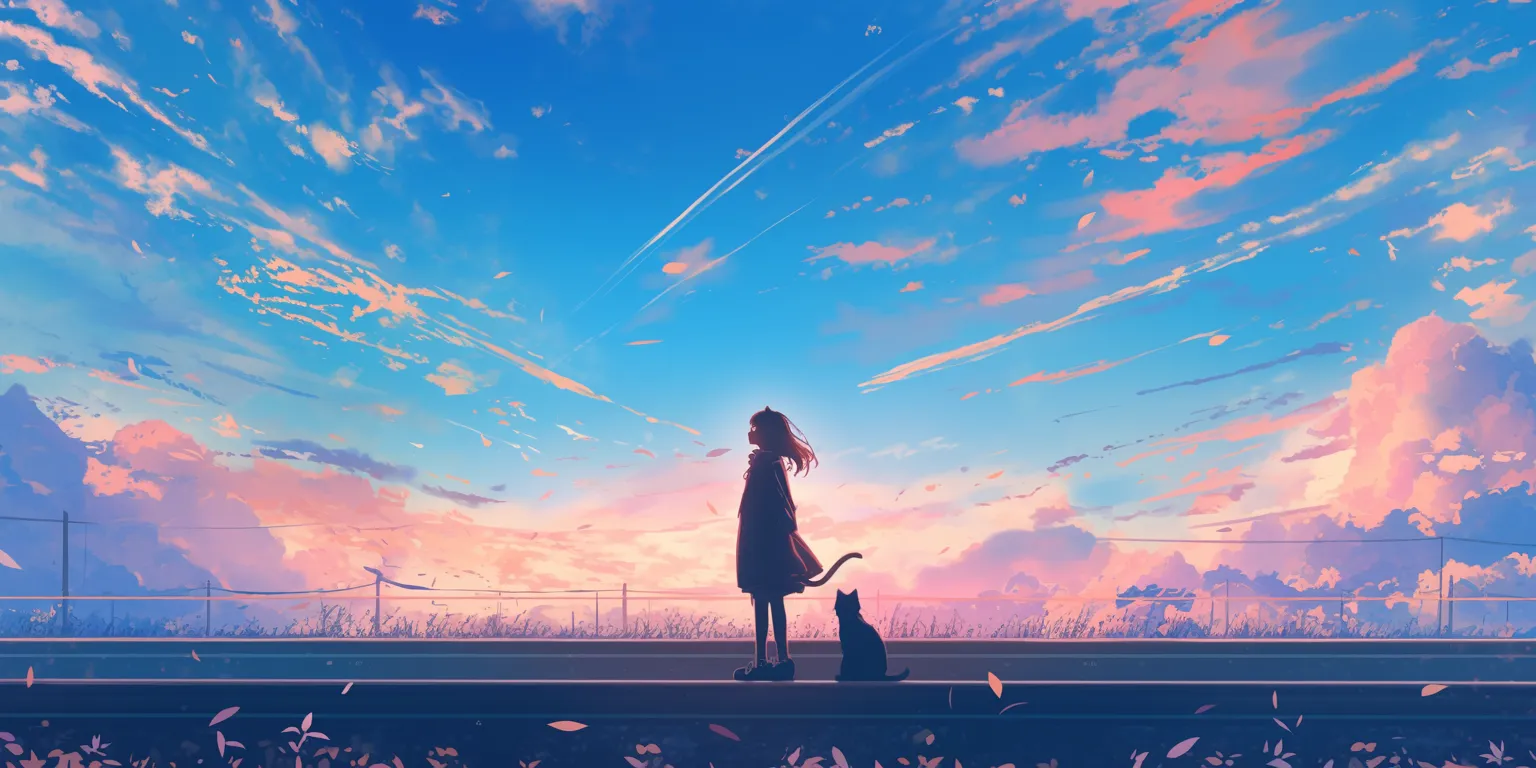 anime cat wallpaper flcl, sky, ghibli, mirai, 2560x1440