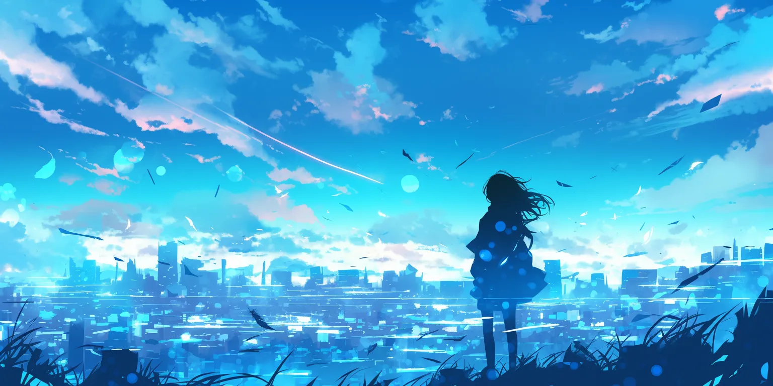 blue anime wallpaper ciel, flcl, sky, 2560x1440, 1920x1080