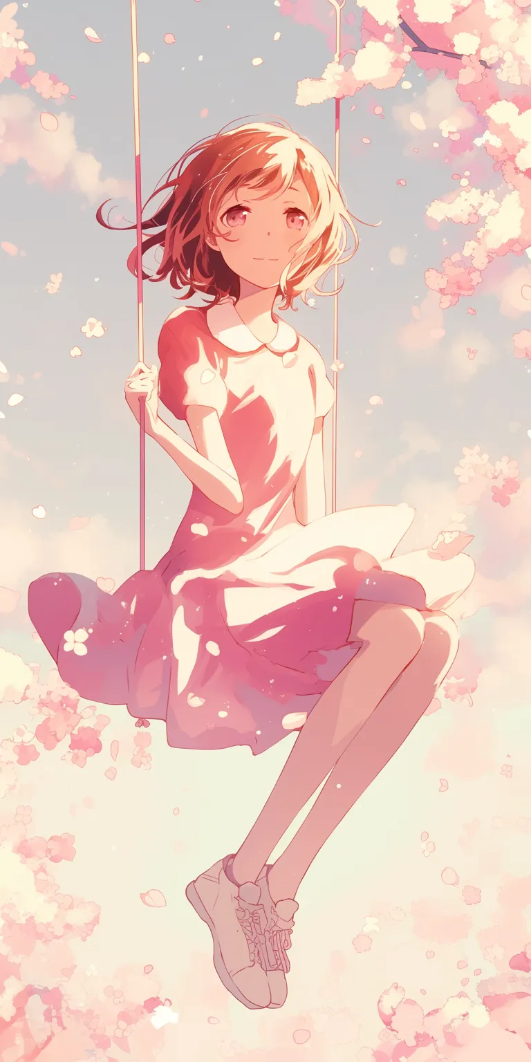 wallpaper anime pink sakura, haru, blossom, touka, madoka