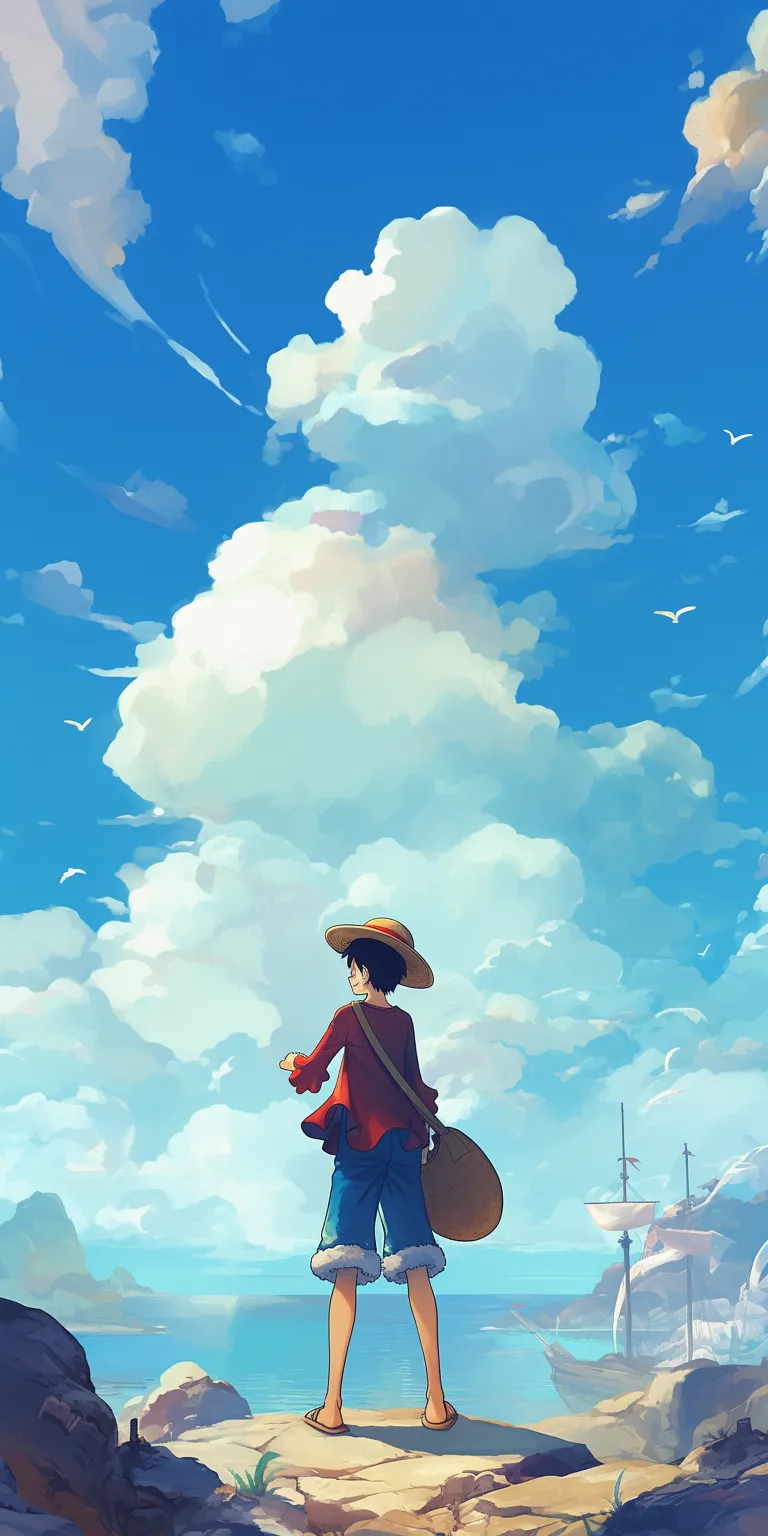 one piece background flcl, champloo, luffy, ghibli, sky