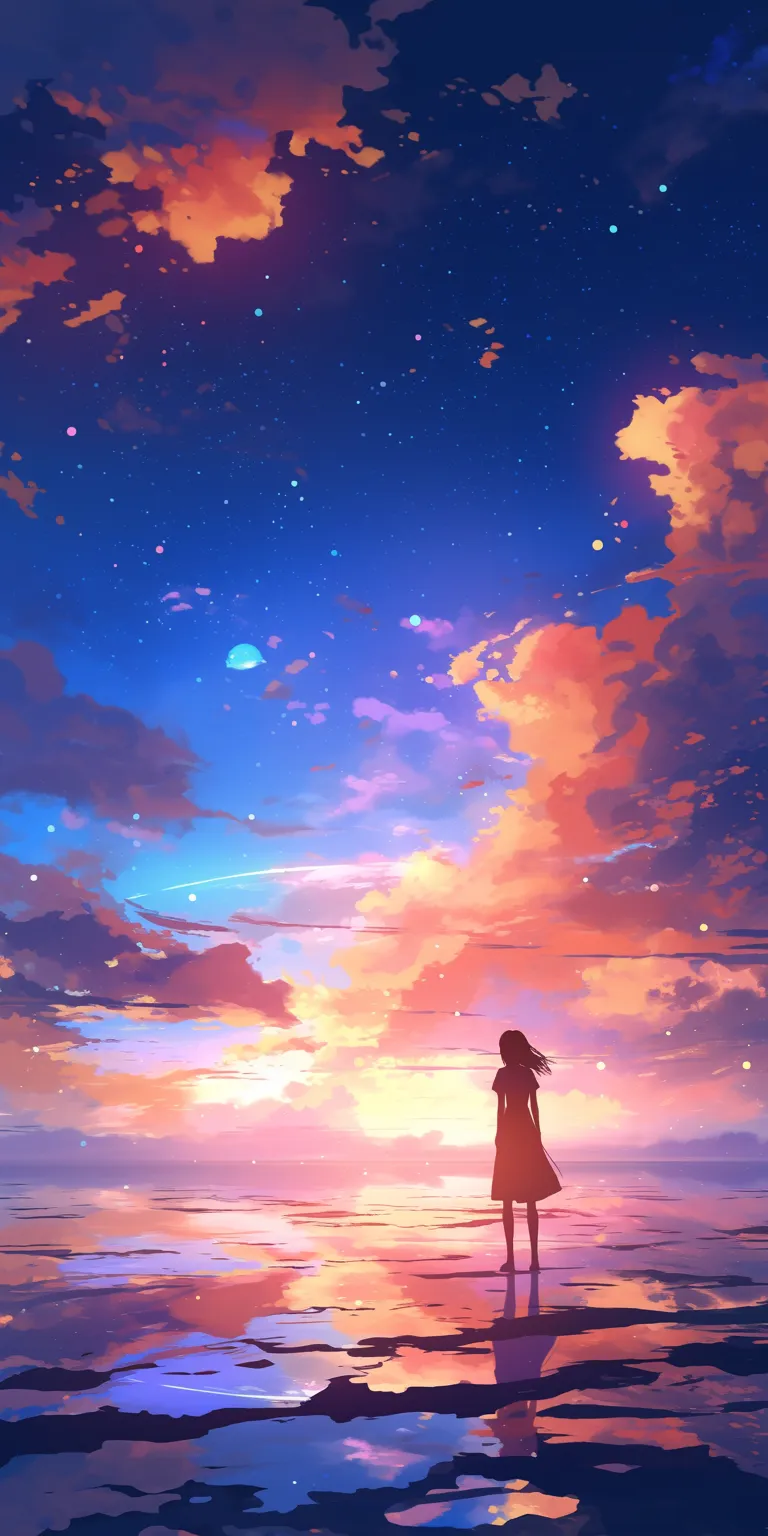 anime scenery wallpaper sky, sunset, ghibli, lockscreen, flcl
