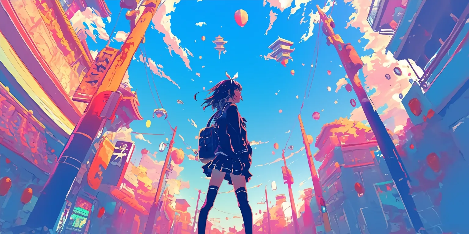 retro anime wallpaper flcl, sky, 2560x1440, 1920x1080, wonderland