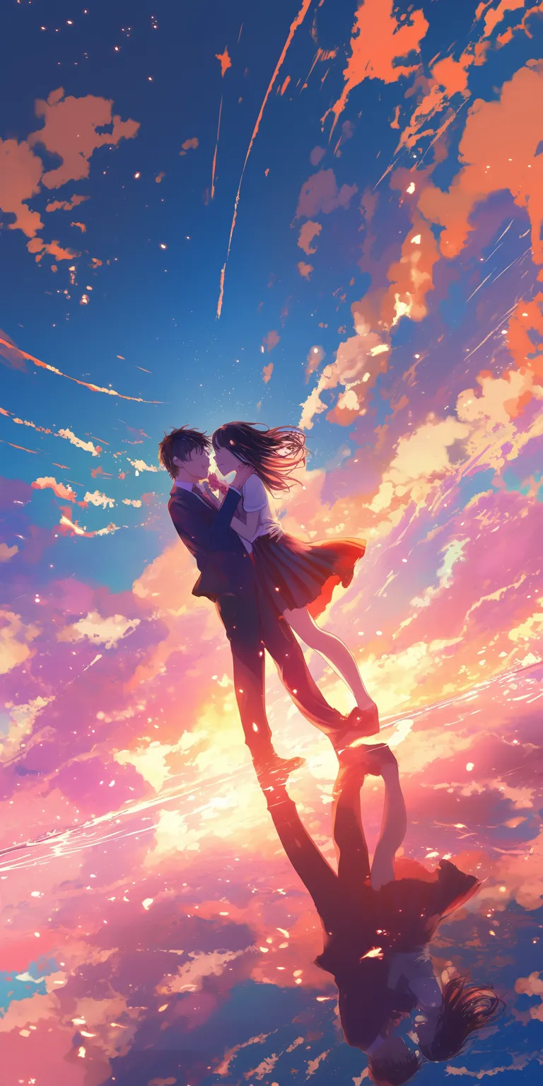 anime couple wallpaper flcl, noragami, sky, hyouka, kissing