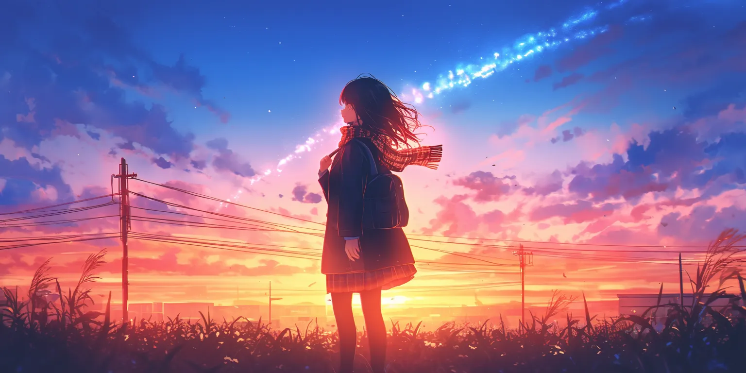kawaii anime wallpaper sky, 2560x1440, mirai, sunset, 3440x1440