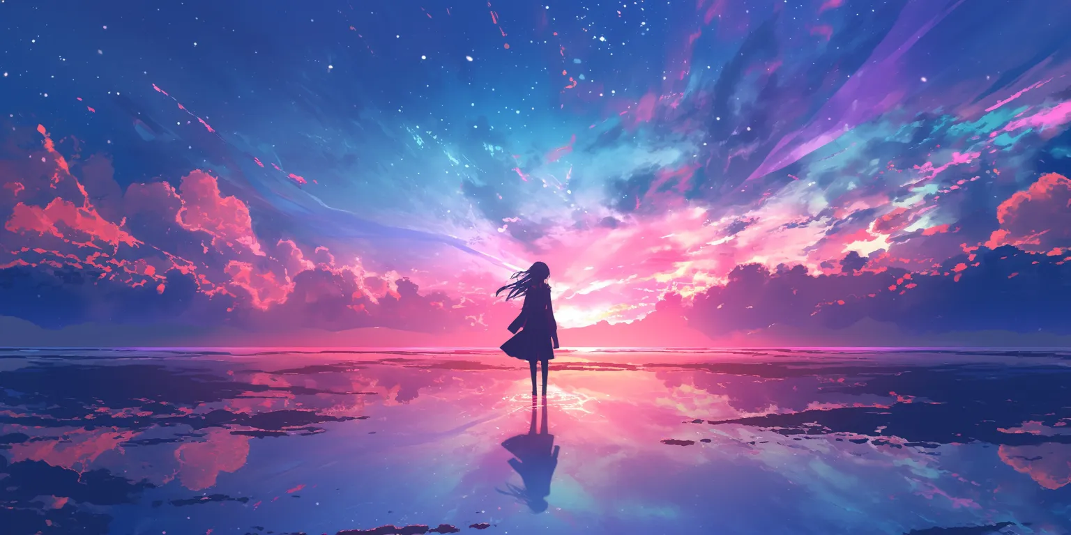 anime purple wallpaper sky, ocean, galaxy, ghibli, mirai