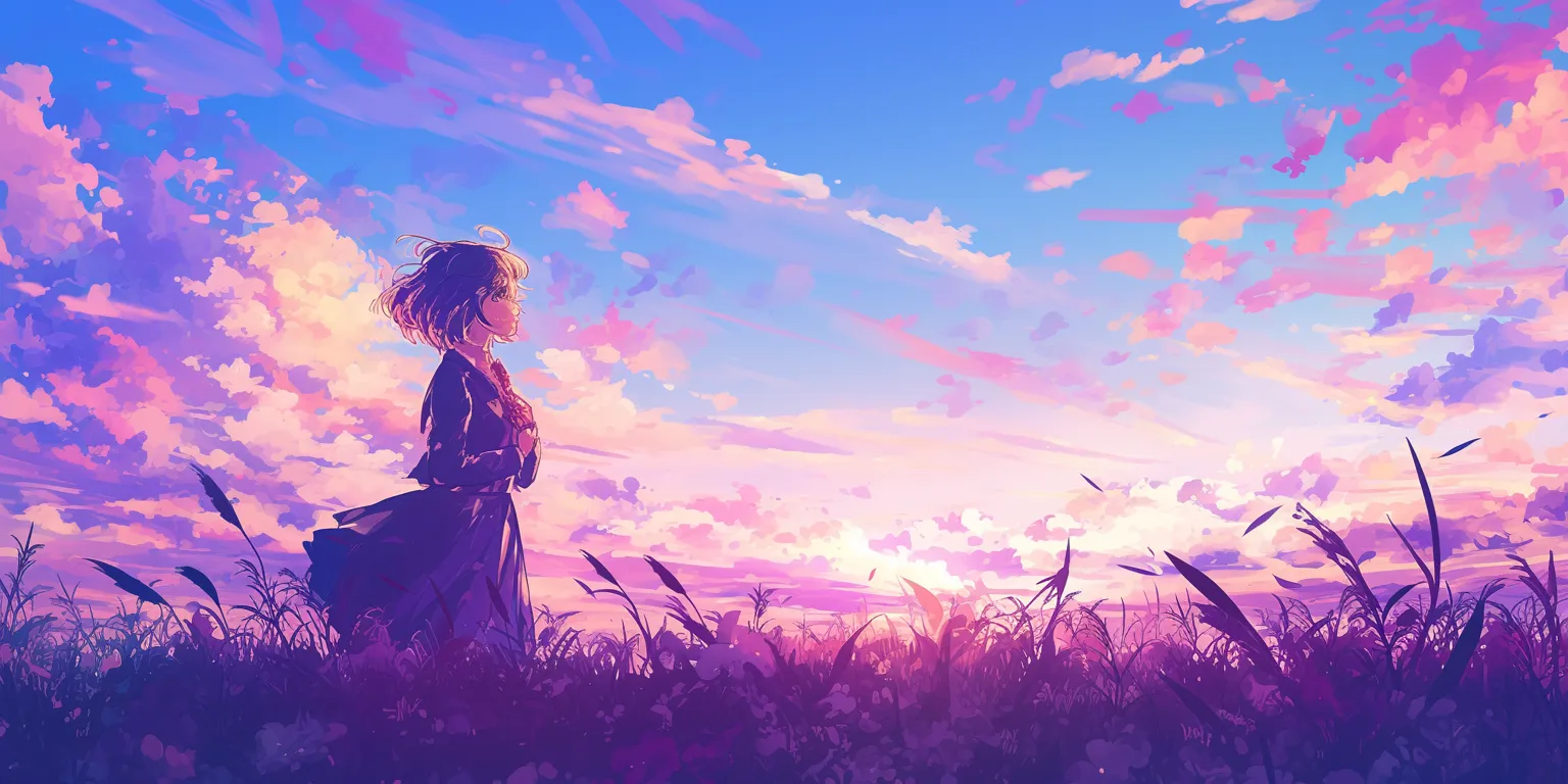purple anime wallpaper noragami, sunset, champloo, hyouka, scenery