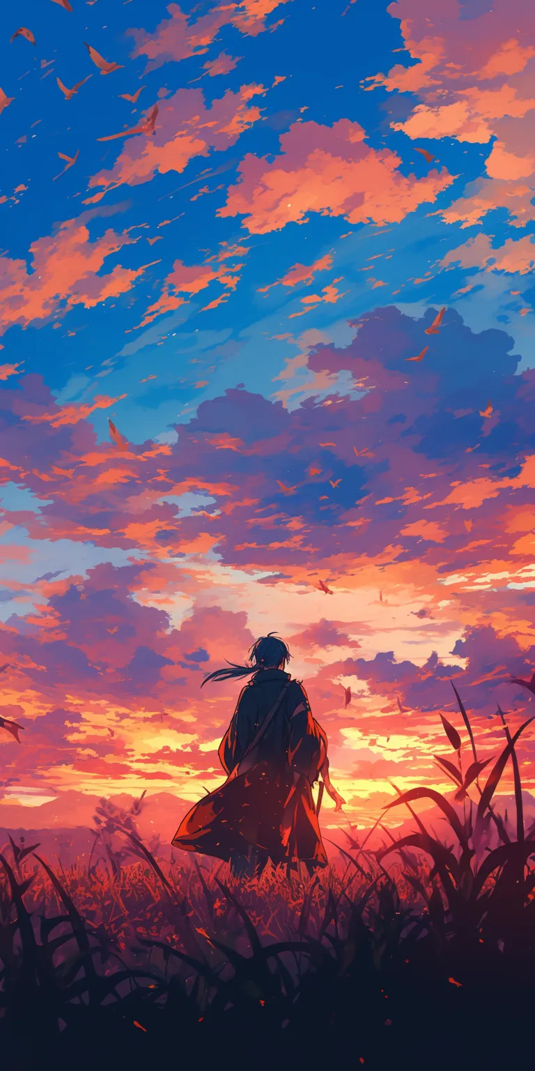 itachi background evergarden, sunset, sky, ghibli, mononoke
