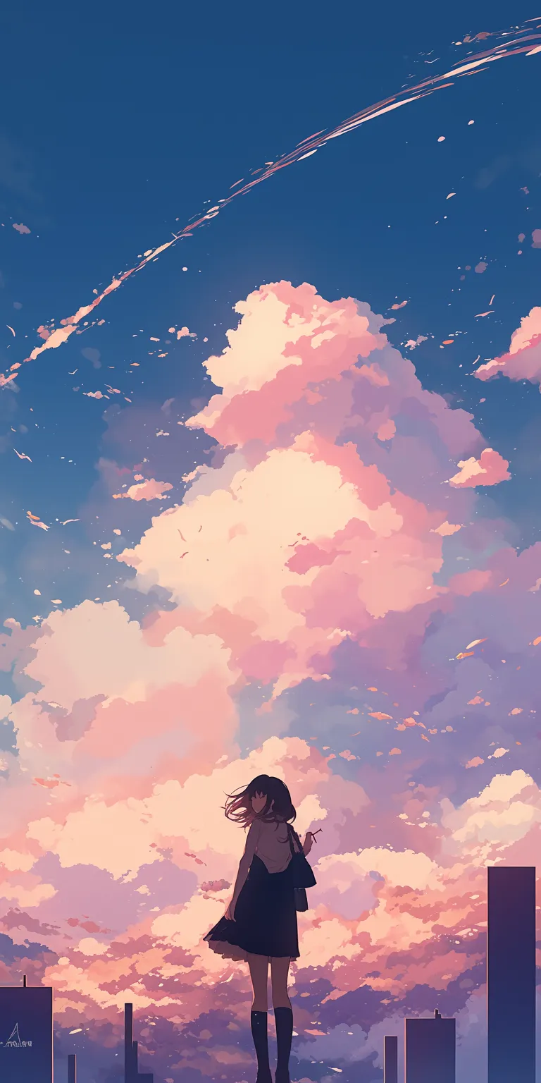 anime kawaii wallpaper sky, lockscreen, flcl, ghibli, sakura