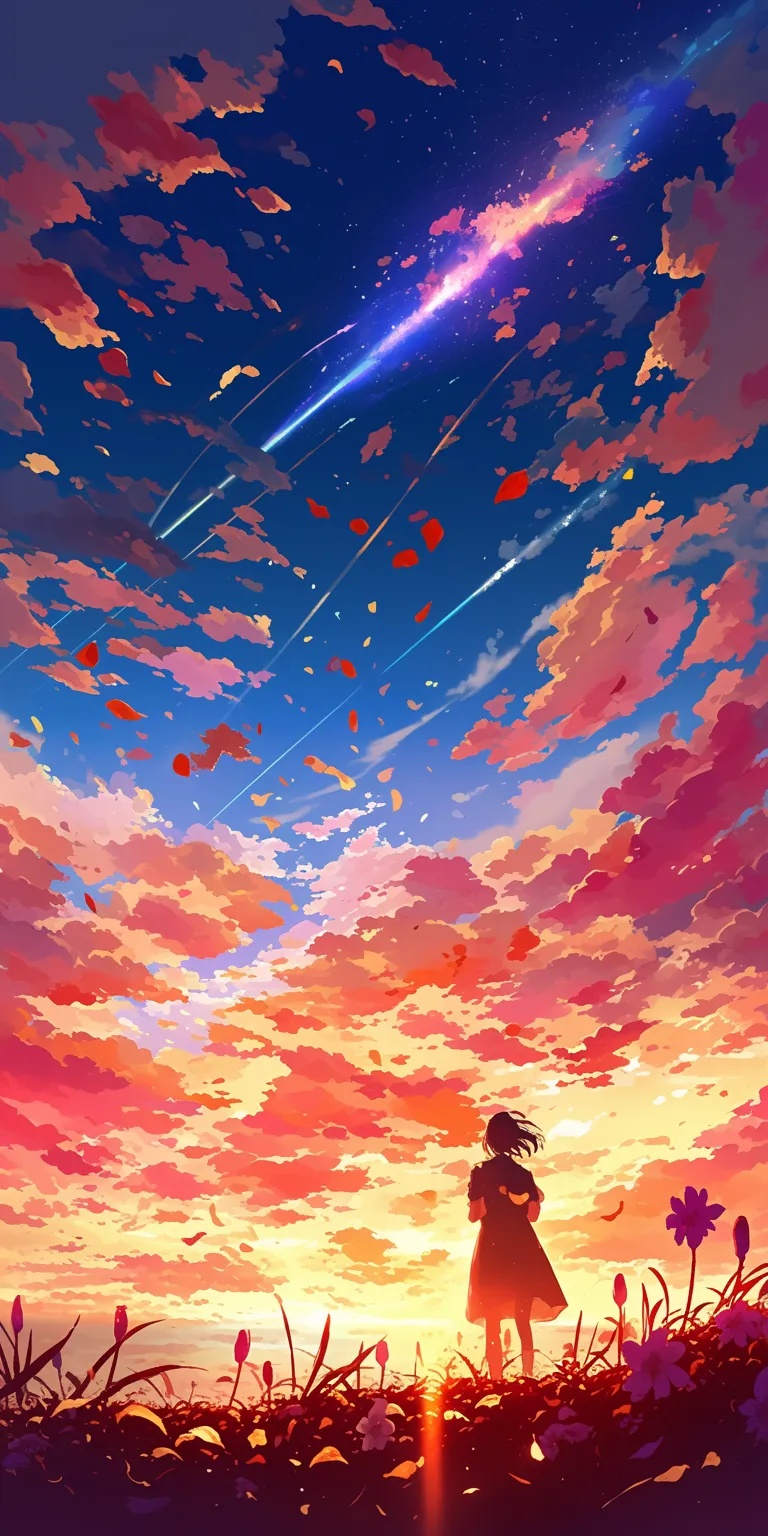 anime wallpaper for iphone sky, franxx, flcl, ghibli, sunset