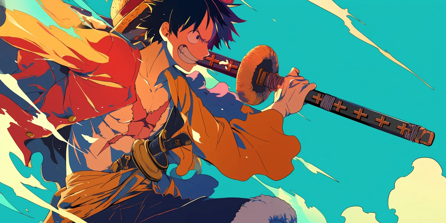 one piece minimalist wallpaper luffy, wano, akira, flcl, champloo