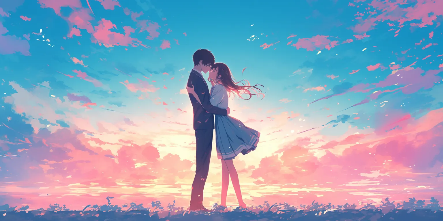 love couple anime kissing, noragami, romantic, ghibli, sky