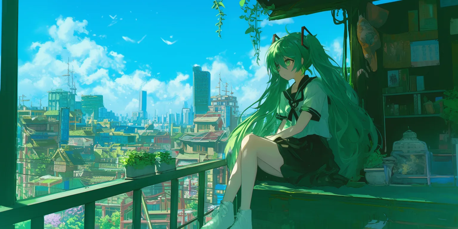 green anime wallpaper miku, hatsune, green, 1920x1080, 2560x1440