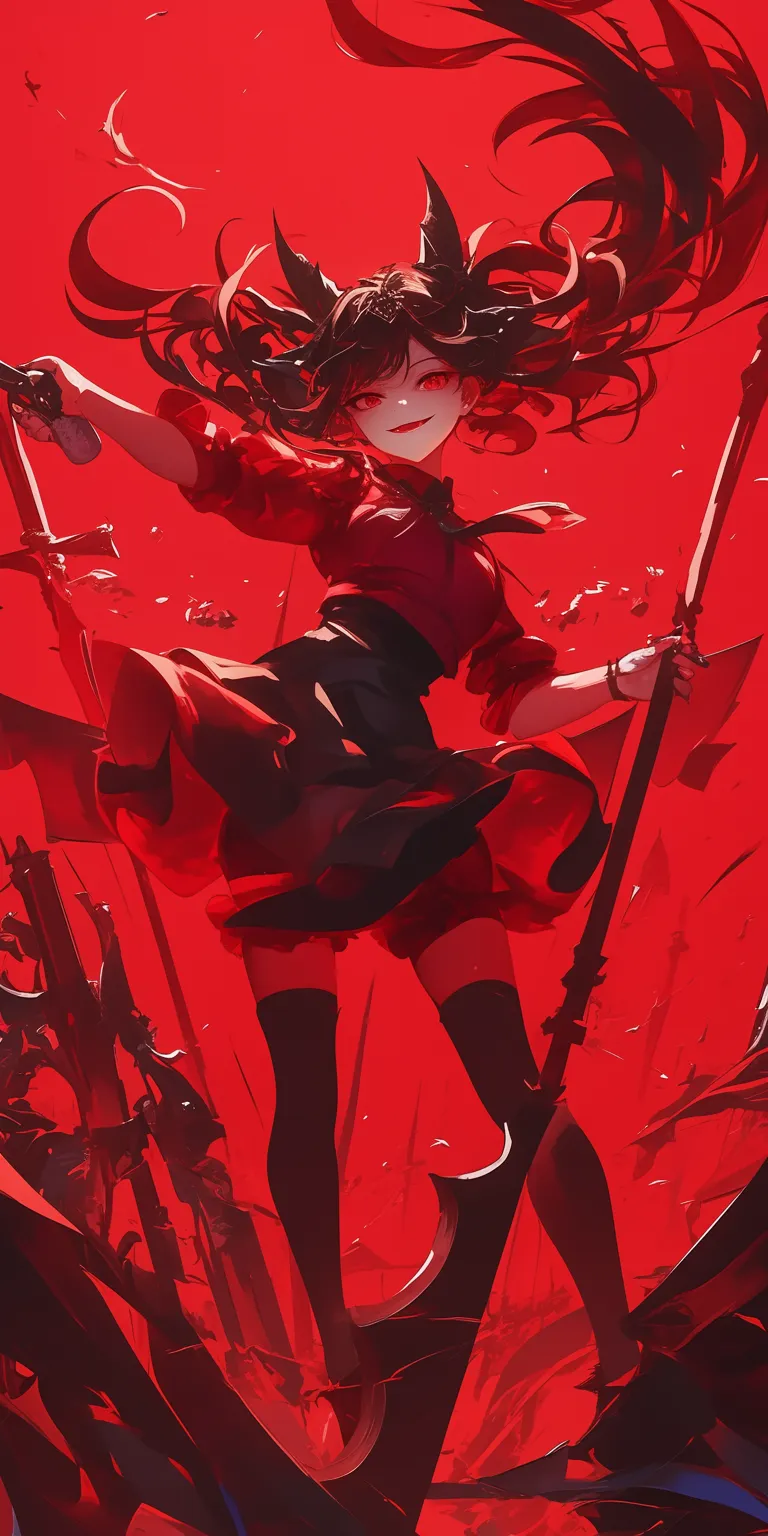 red wallpaper anime rwby, akame, yumeko, hellsing