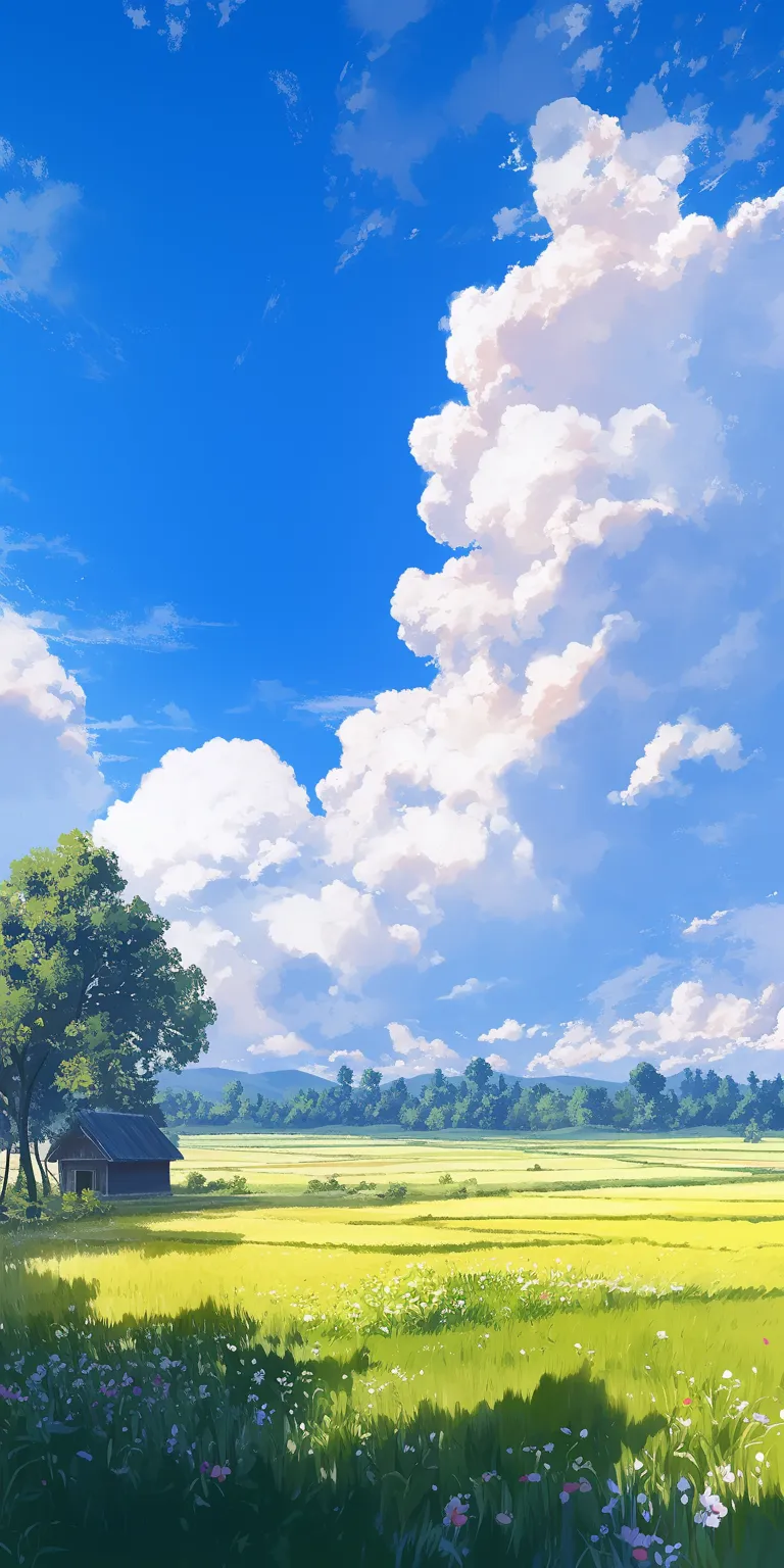 beautiful anime background ghibli, yuru, sky, backgrounds, yuujinchou