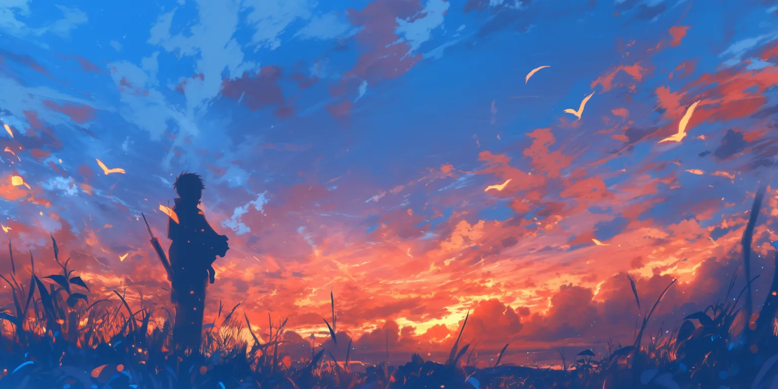 anime wallpaper for laptop evergarden, 3440x1440, sky, ghibli, sunset