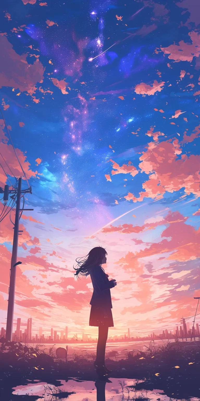 anime cool wallpaper sky, hyouka, lockscreen, lofi, sunset