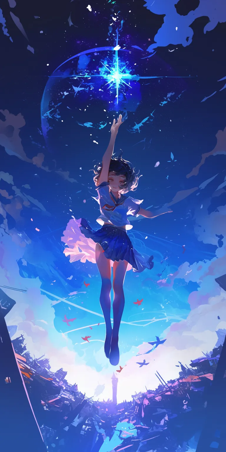 phone anime wallpaper sailor, mirai, sky, ciel, aqua