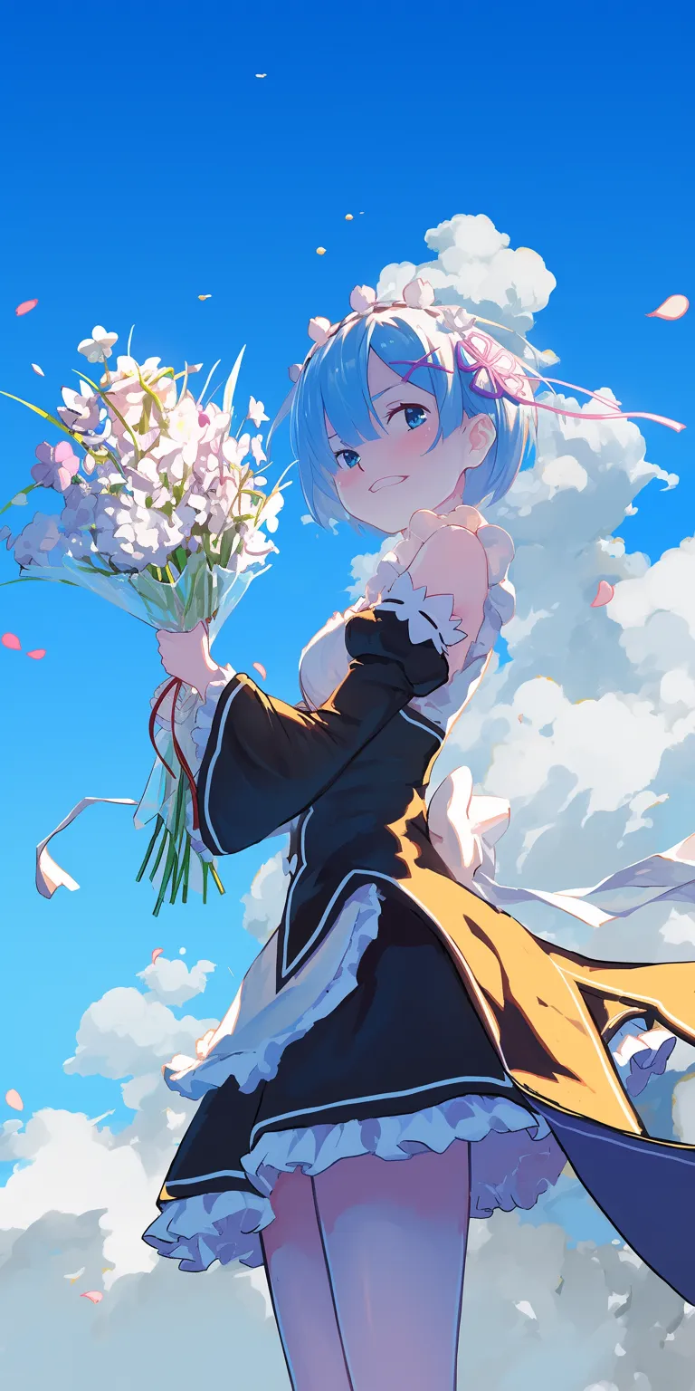 rem re zero wallpaper rem, aqua, miku, kuroko, sky