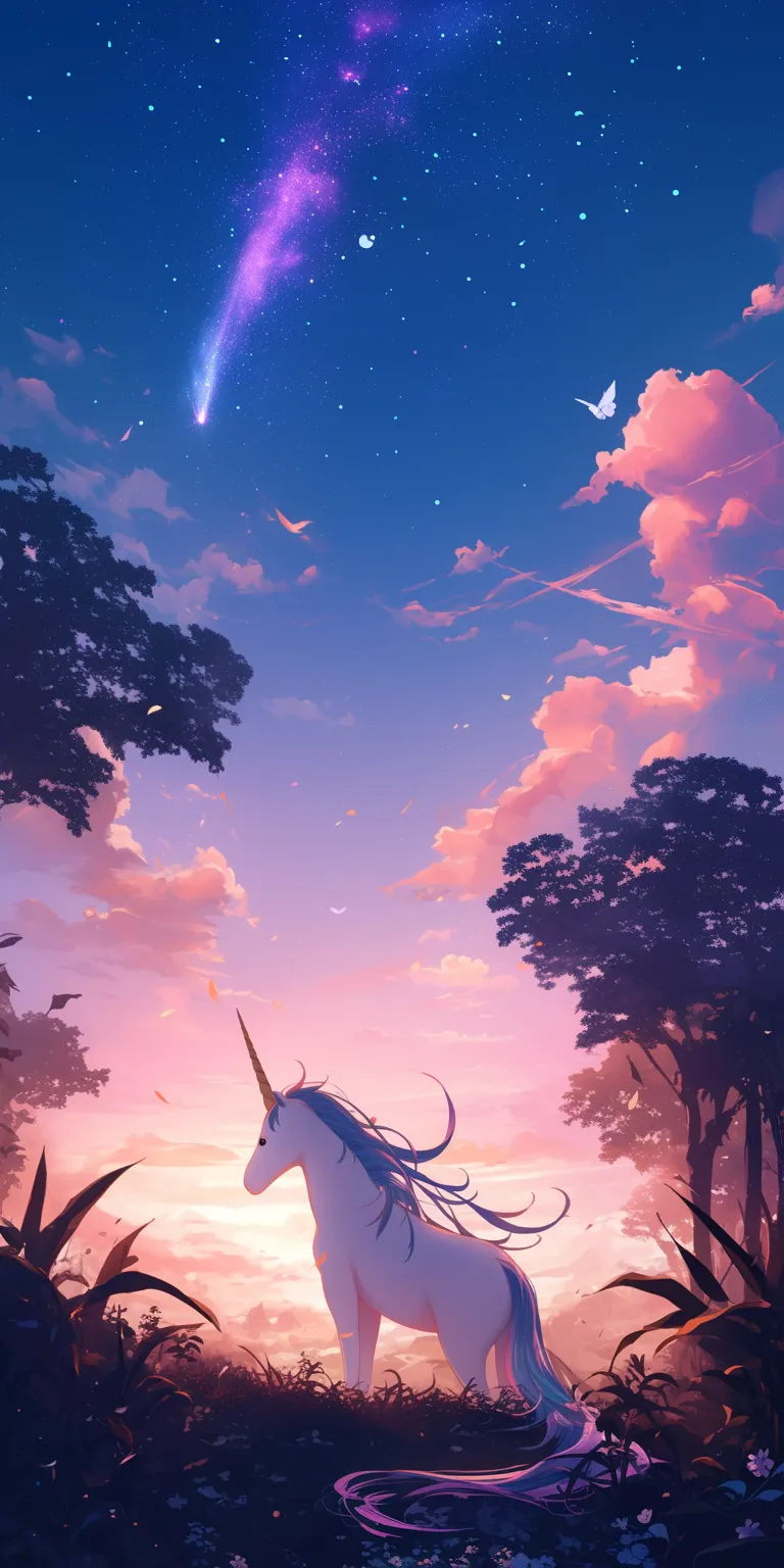 unicorn wallpaper cute lockscreen, sky, unicorn, evergarden, ghibli