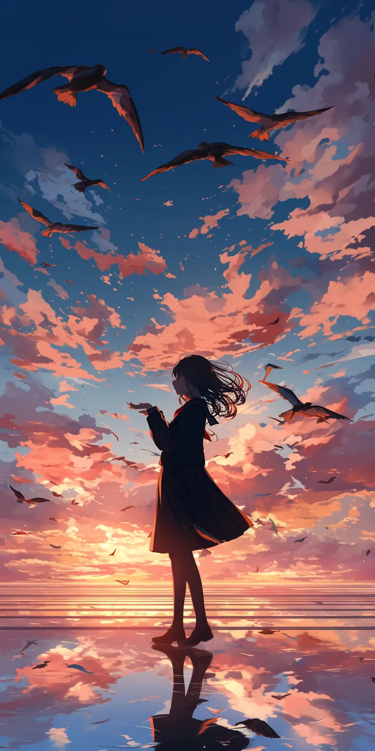 best anime wallpapers sky, sunset, lockscreen, haru, ghibli