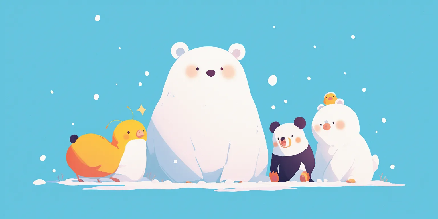cute wallpapers kawaii bear, winter, animation, group, 3440x1440