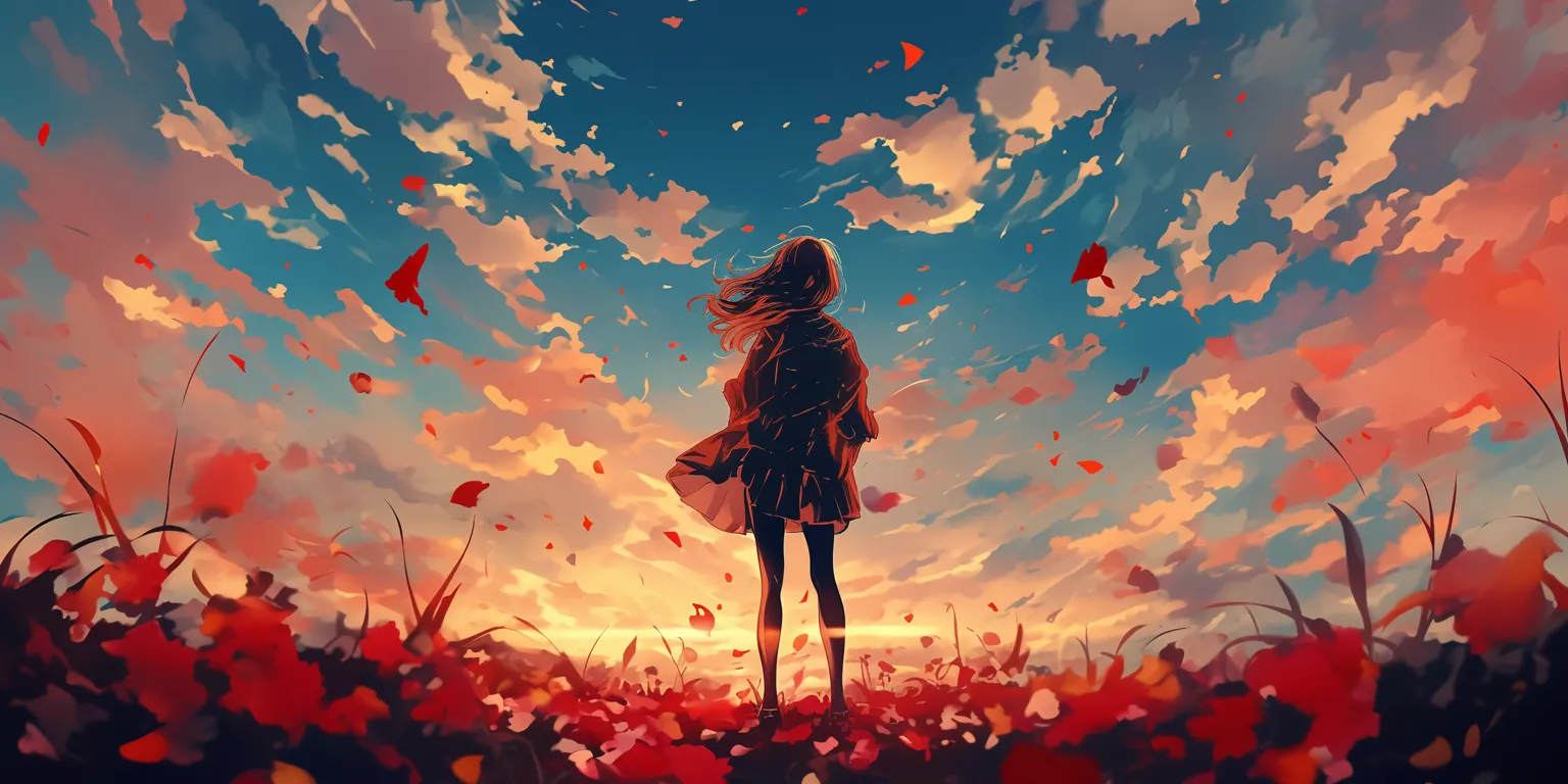types of anime fall, wonderland, alone, sky, lofi