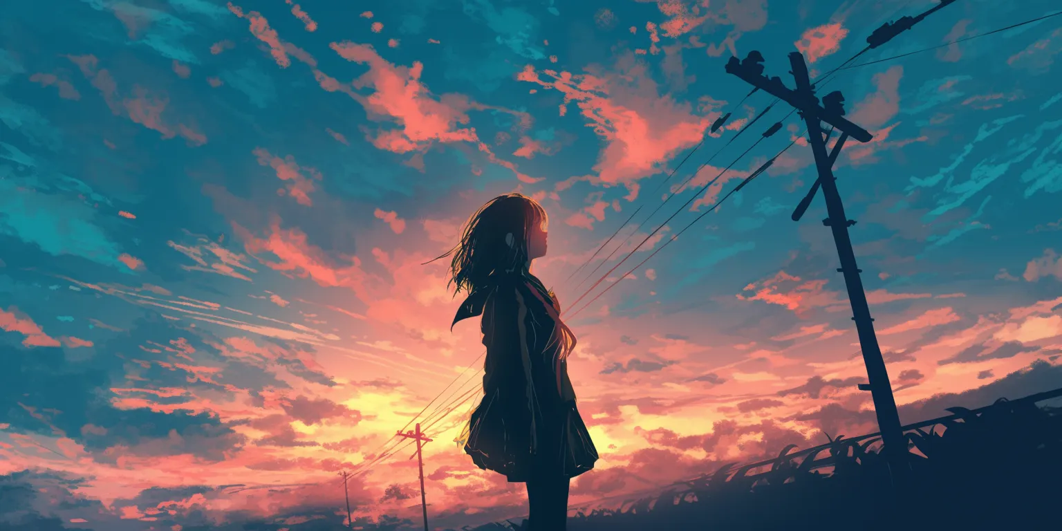 1920 x 1080 anime wallpaper sky, flcl, ghibli, sunset, nishimiya