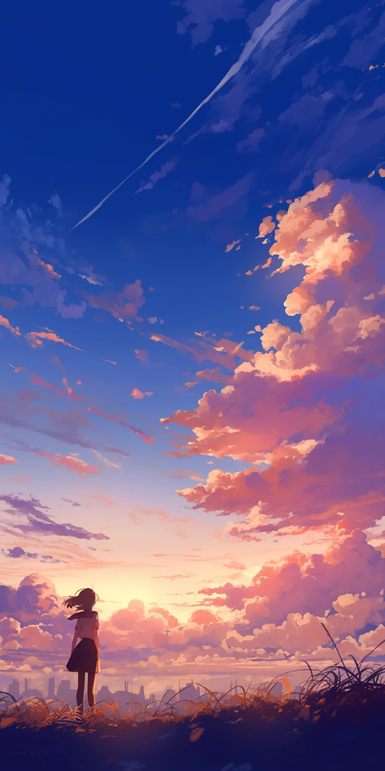 free anime wallpaper sky, ciel, sunset, yuru, 2560x1440