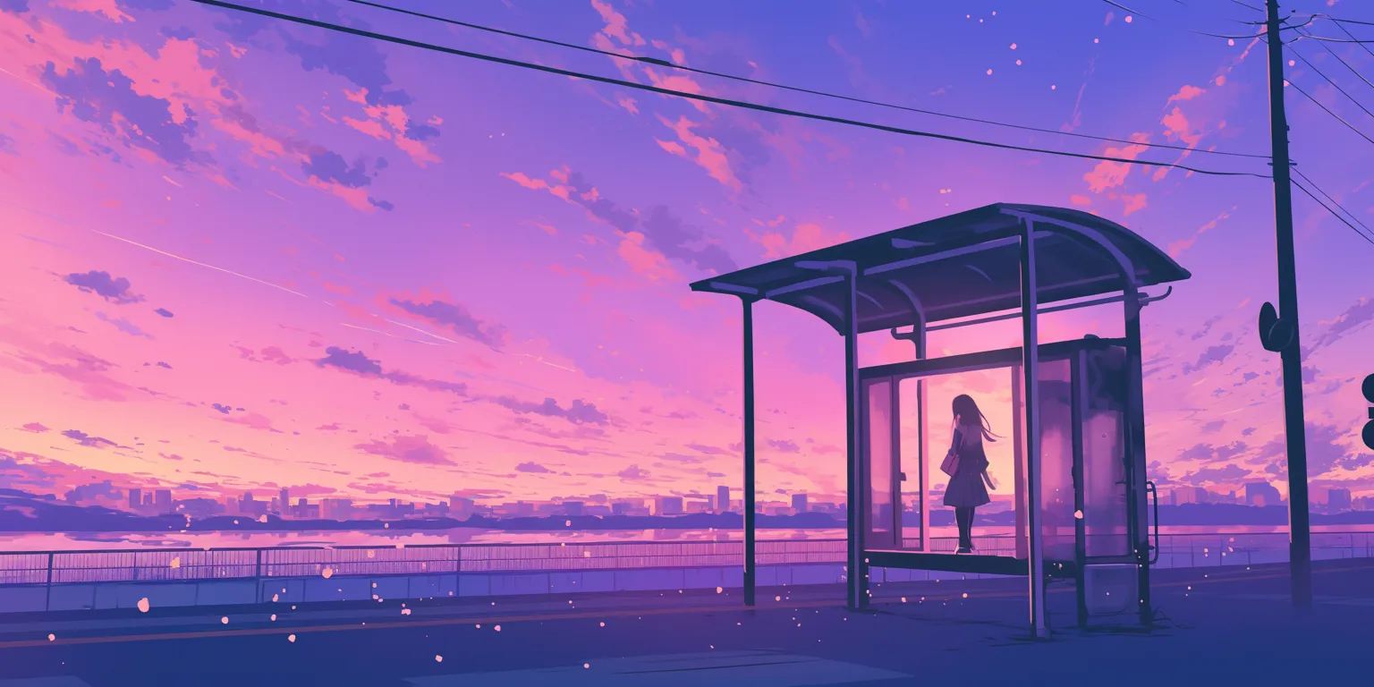purple anime background lofi, 2560x1440, lonely, sunset, scenery