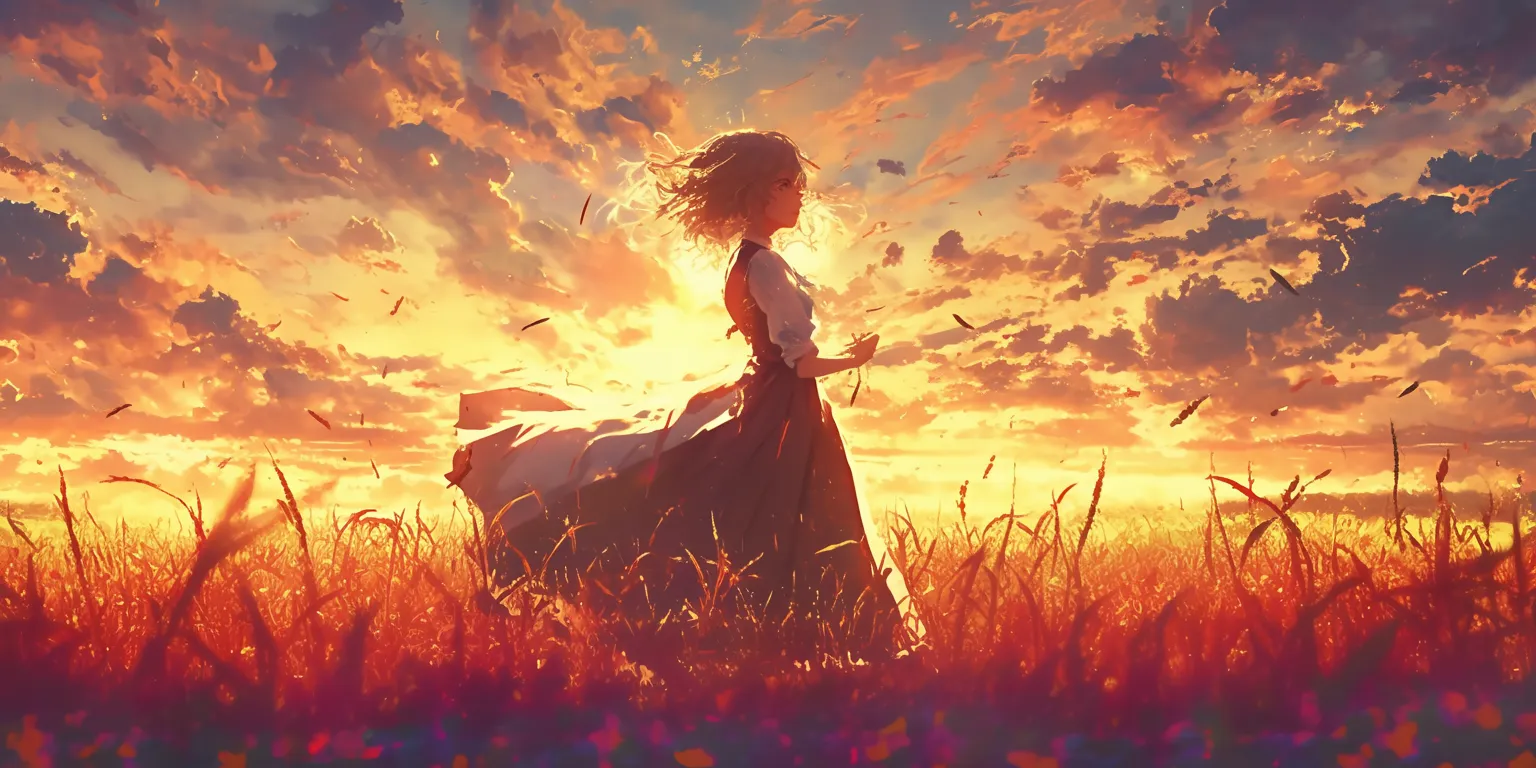 beautiful anime wallpaper sunset, ghibli, 1920x1080, evergarden, natsume