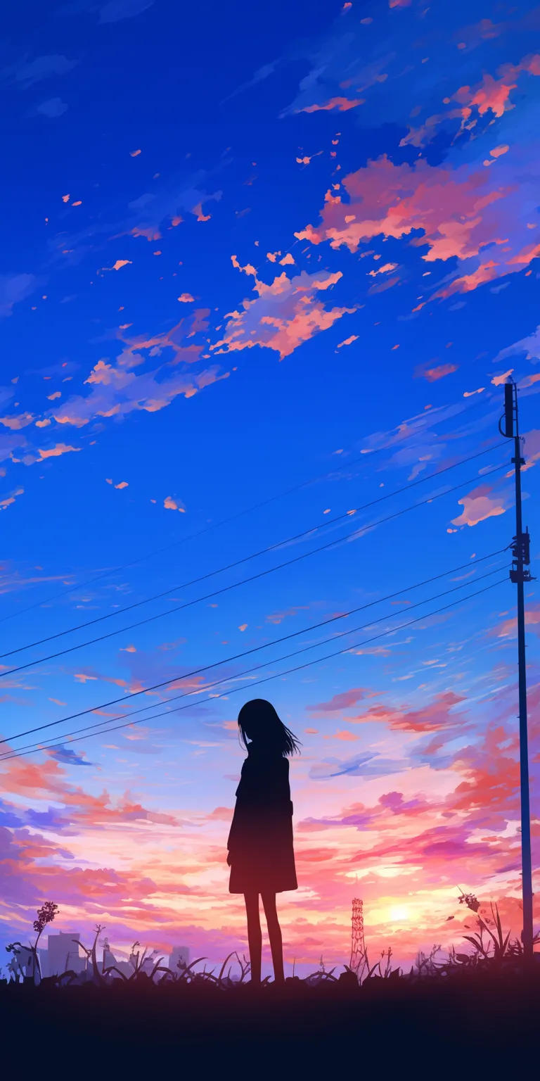 2560x1440 wallpaper anime sky, flcl, ciel, lockscreen, sunset