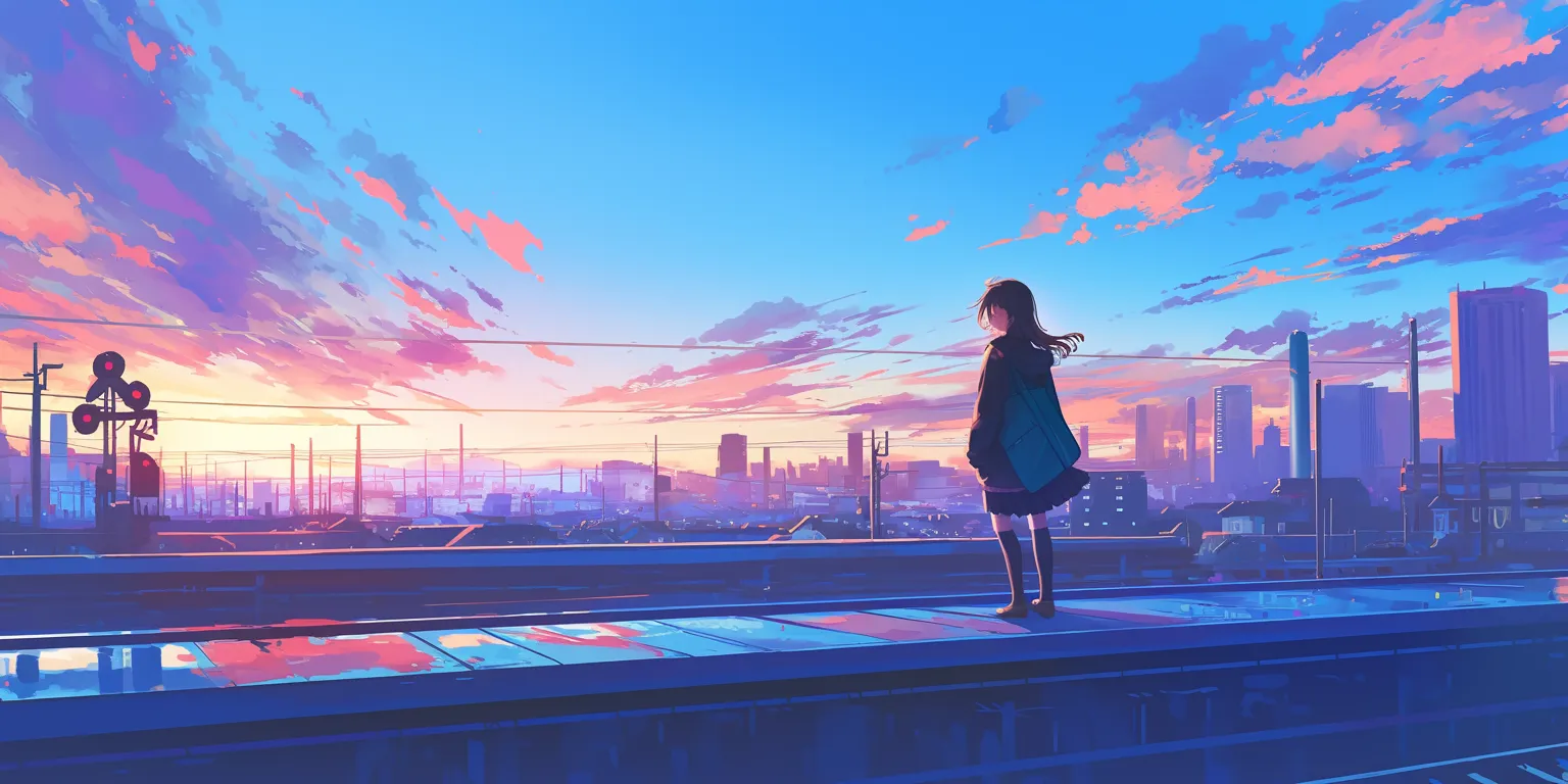 anime desktop wallpaper 3440x1440, sunset, 2560x1440, lofi, sky