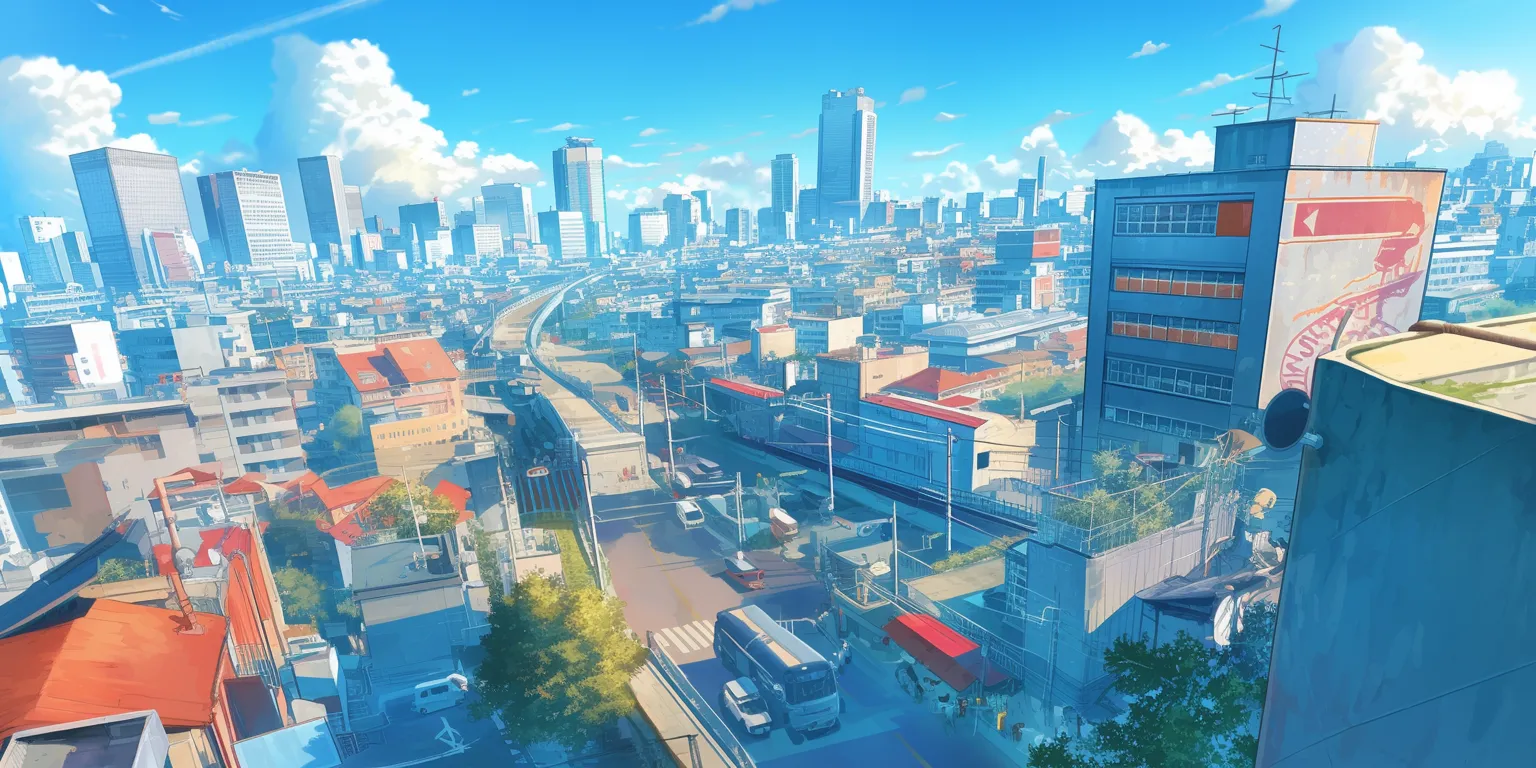 anime city background flcl, tokyo, 3440x1440, nakano, shokugeki