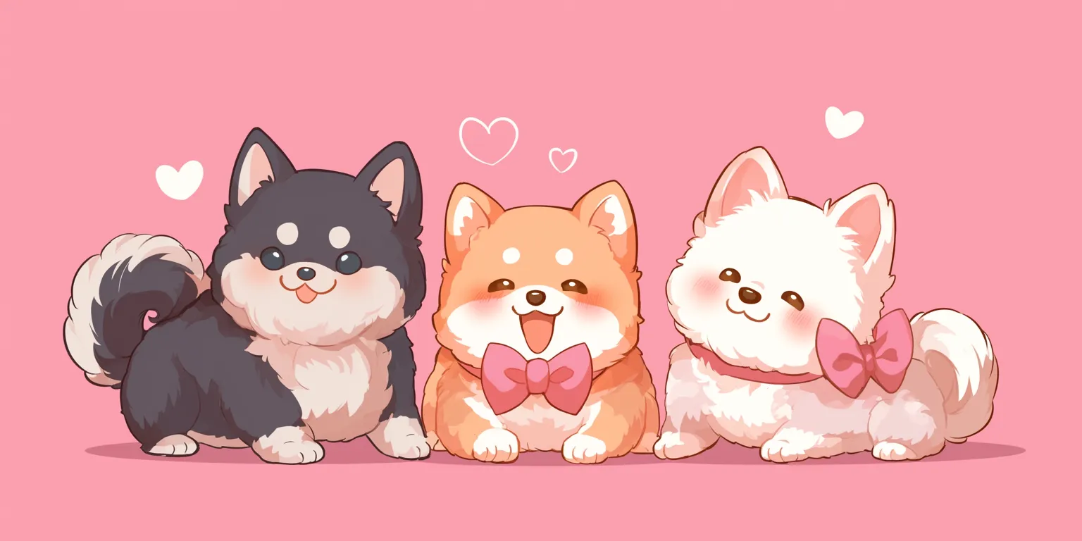 cute dogs wallpapers dogs, chibi, kawaii, hearts, pet