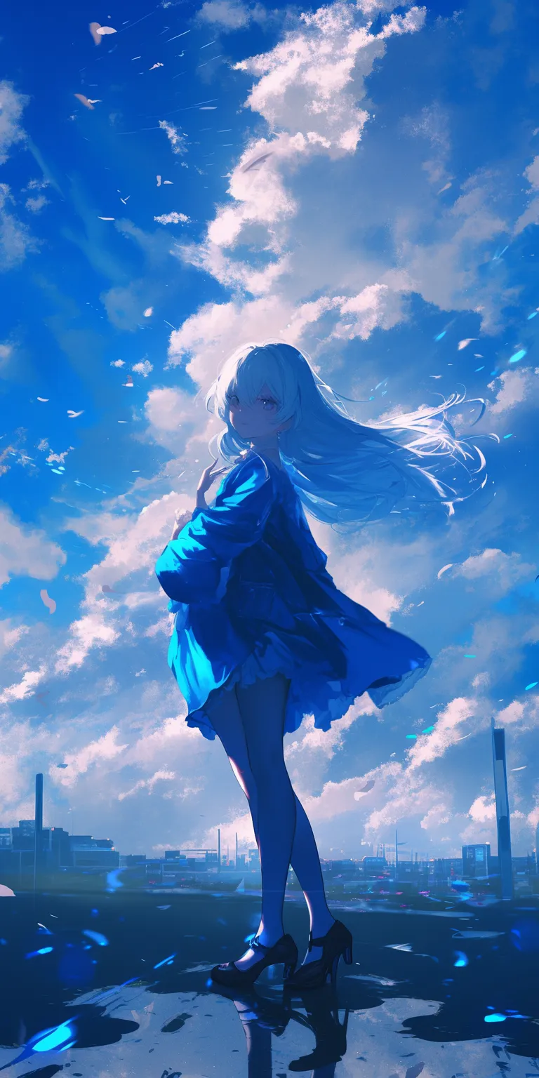 cool anime wallpaper 4k sky, ciel, hatsune, aqua, blue