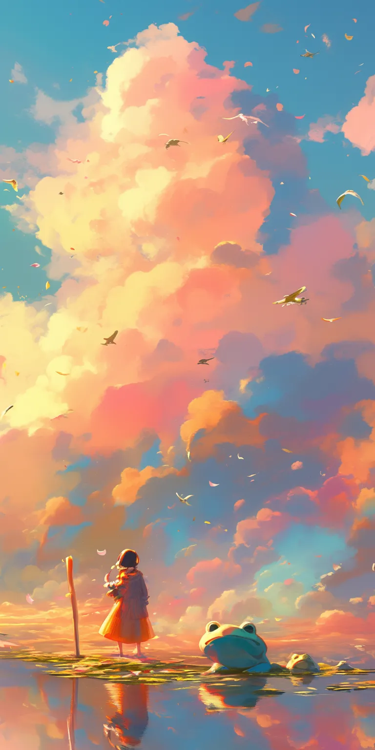 cute frog wallpaper sky, 2560x1440, 3440x1440, mushishi, background