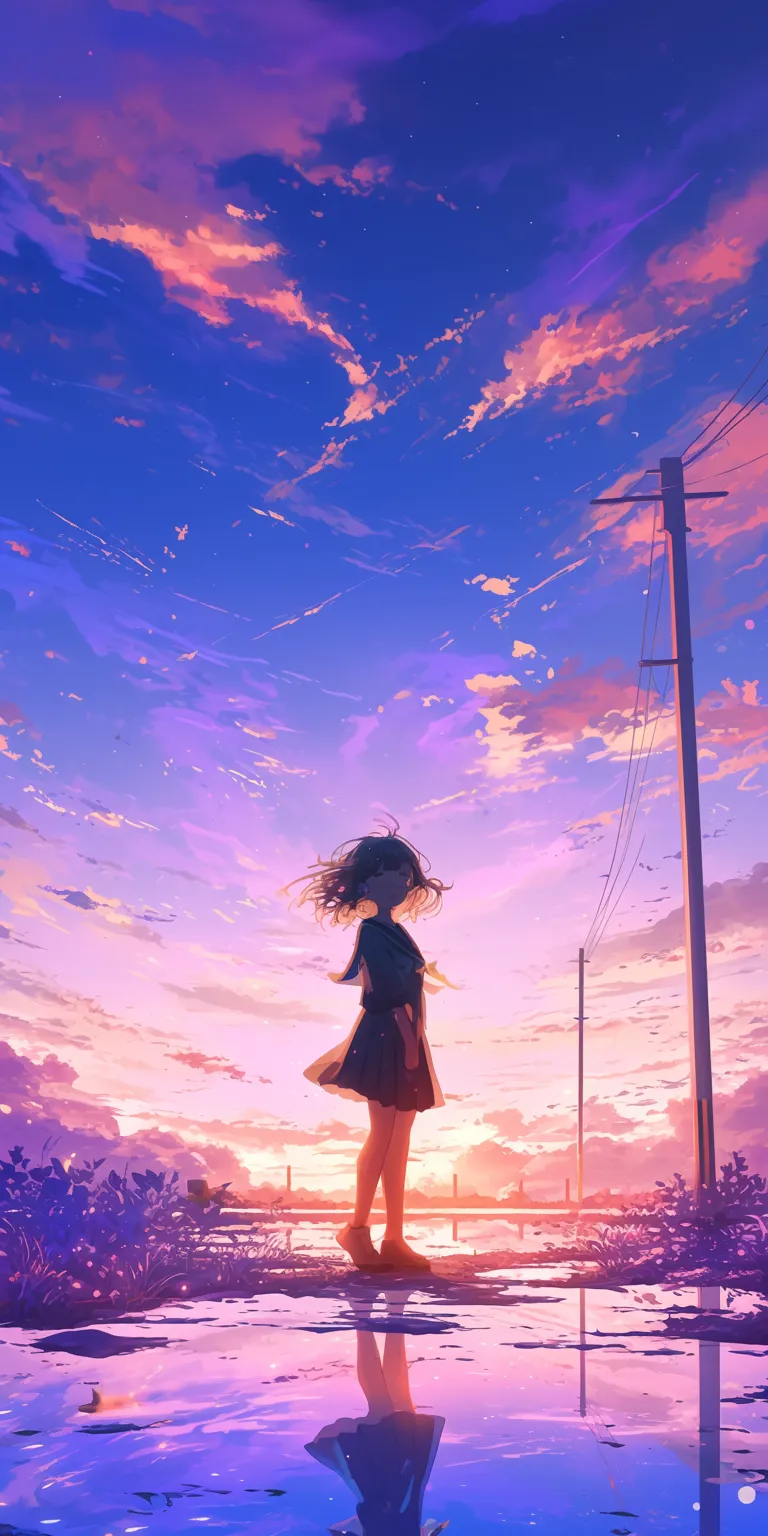 anime wallpaper 4k phone sky, flcl, mirai, sunset, hyouka