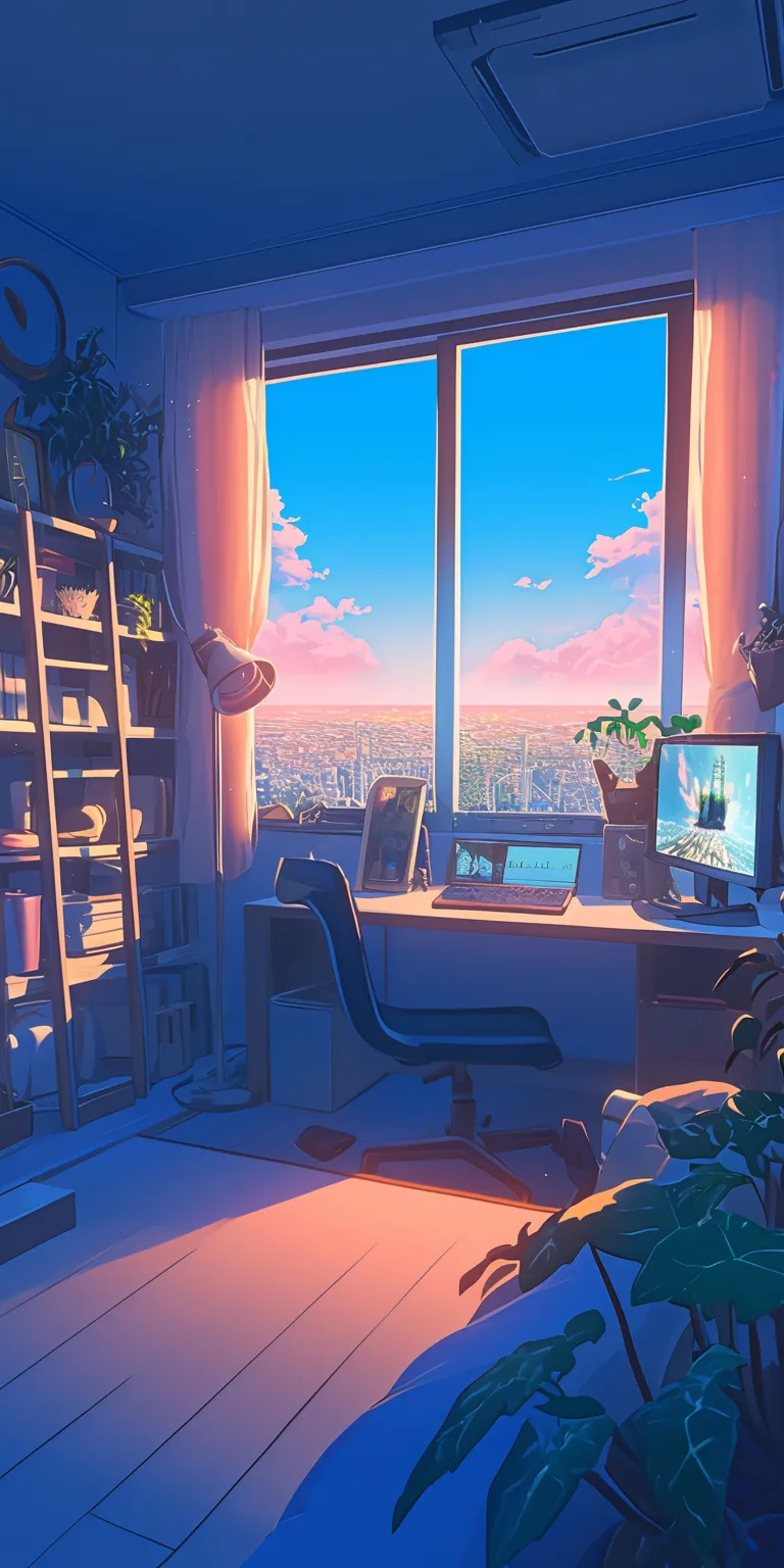 anime bedroom background lofi, room, 3440x1440, classroom, office