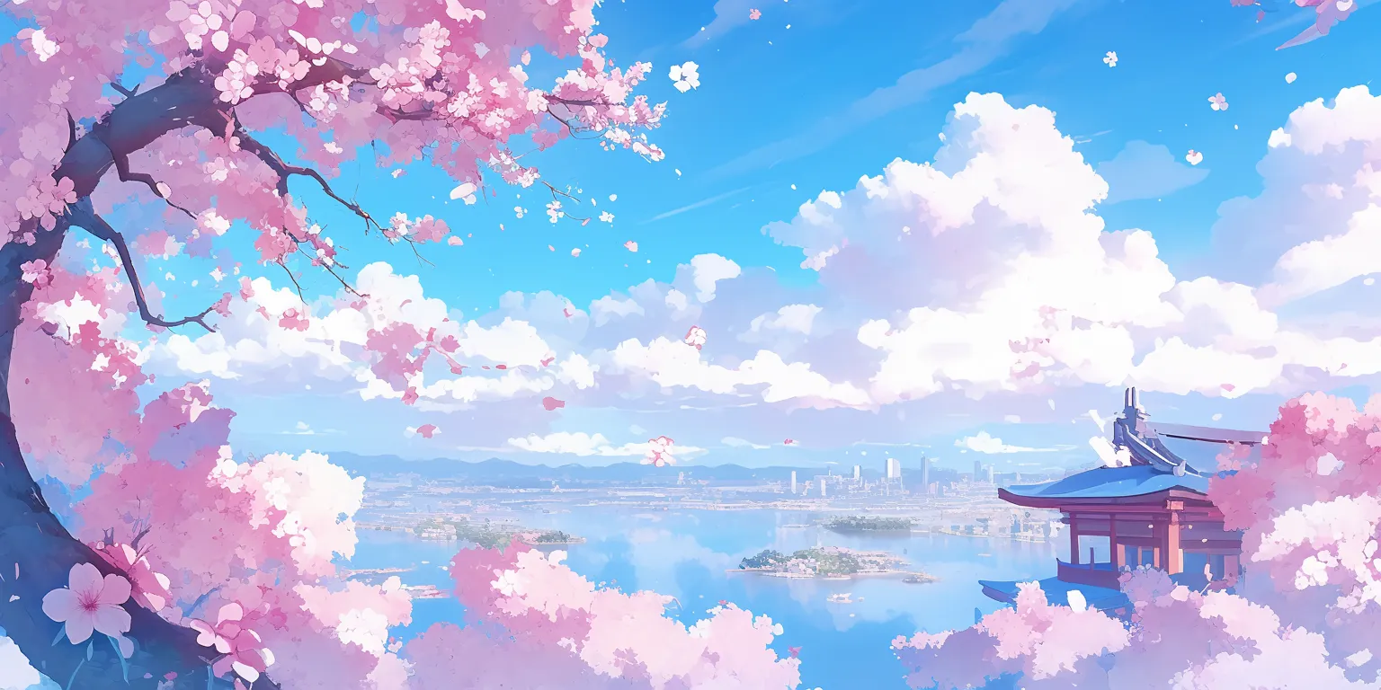 anime cherry blossom wallpaper 2560x1440, sakura, 1920x1080, sky, scenery
