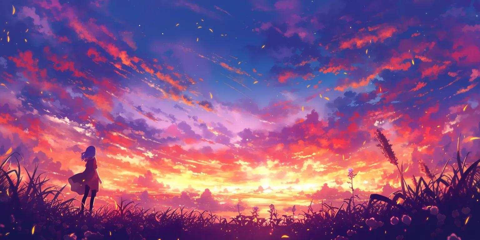 anime desktop wallpaper sunset, sky, evergarden, natsume, noragami