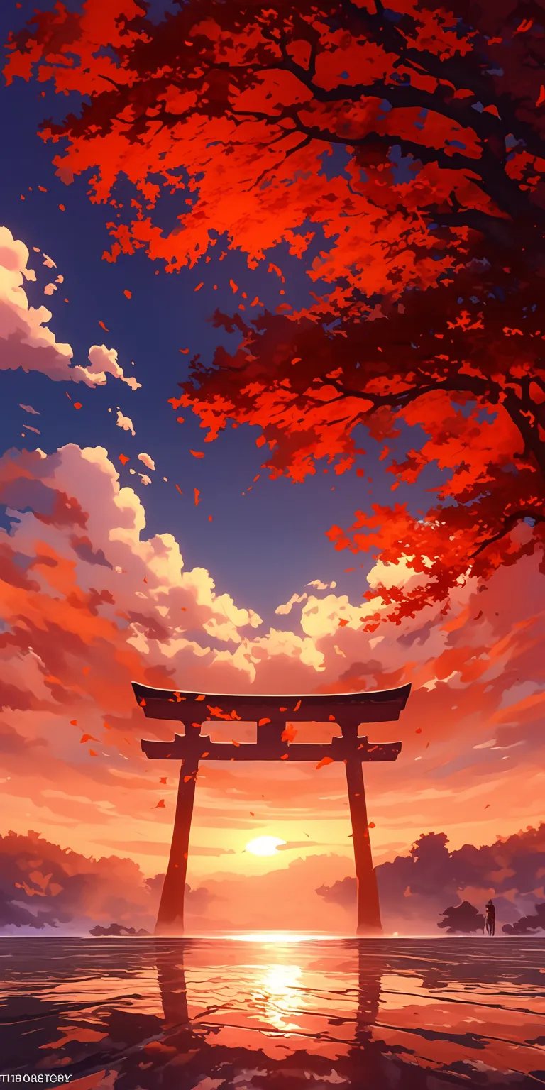 cartoon wallpaper for pc champloo, kamisama, scenery, sunset, sky