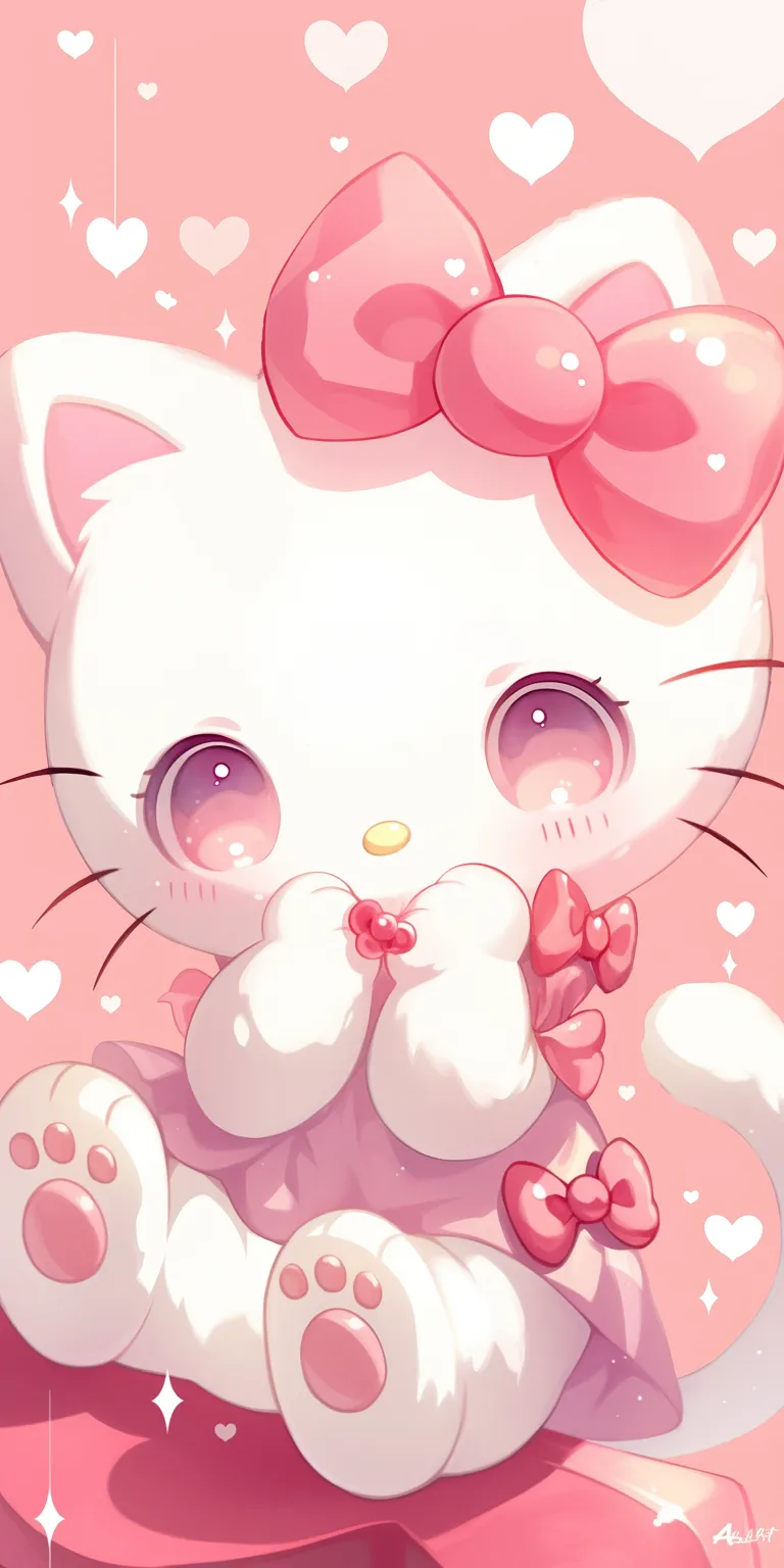 hello kitty cute wallpaper kawaii, kitty, bunny, heart, chibi