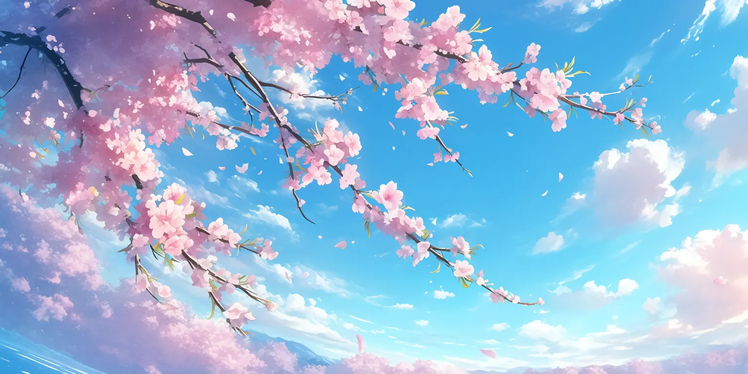 anime cherry blossom wallpaper sakura, blossom, sky, 2560x1440, background