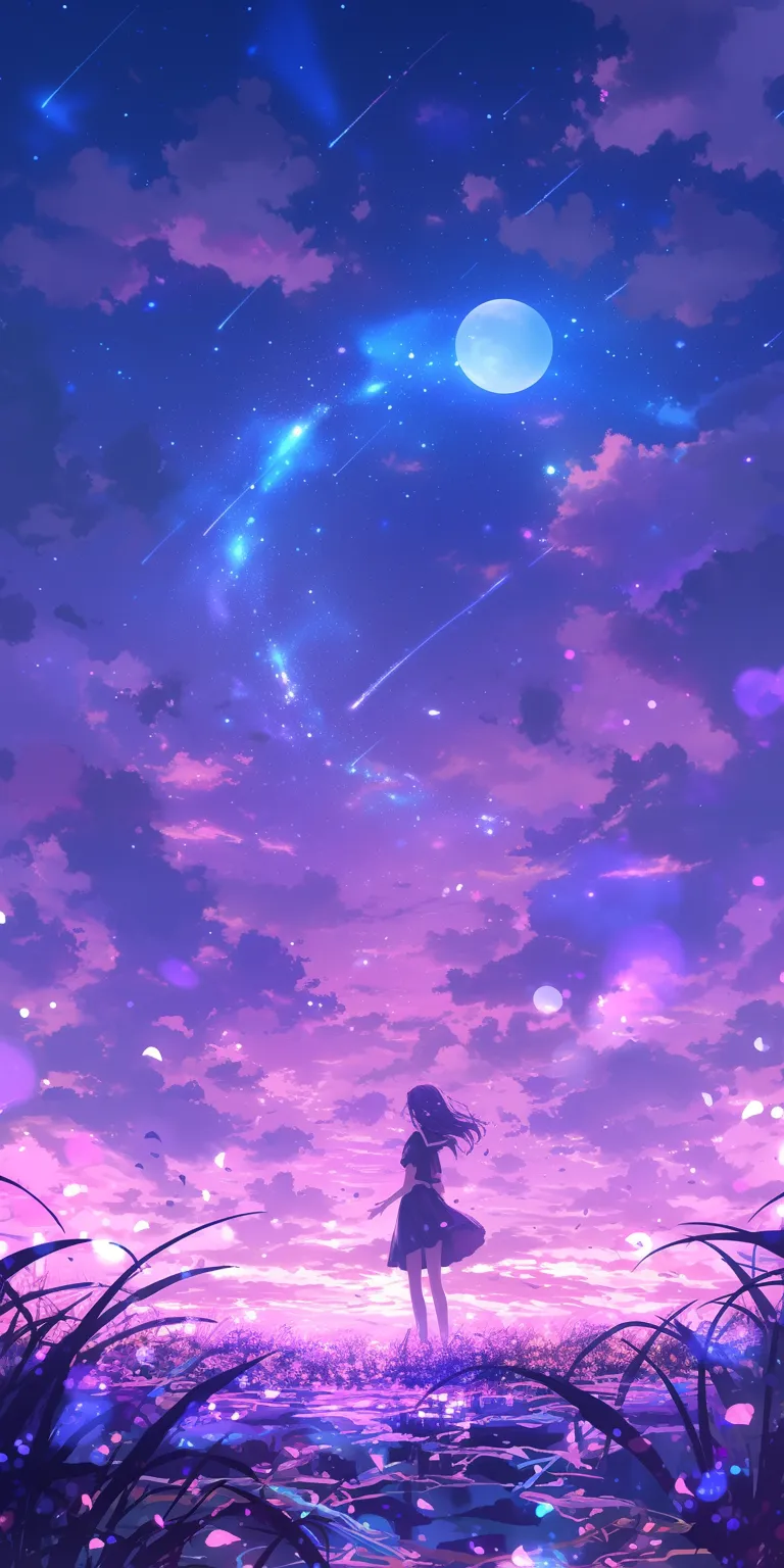 purple anime background sky, lockscreen, galaxy, background, ciel