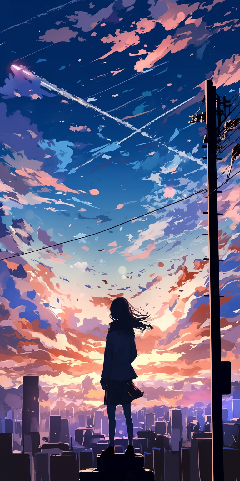 cool anime wallpaper sky, sunset, noragami, lockscreen, flcl