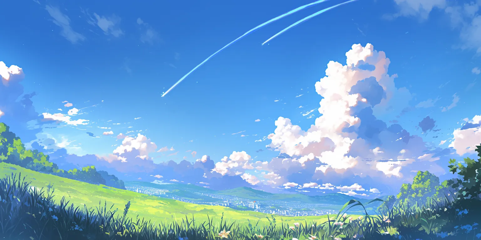 background wallpaper anime backgrounds, sky, field, evergarden, 2560x1440